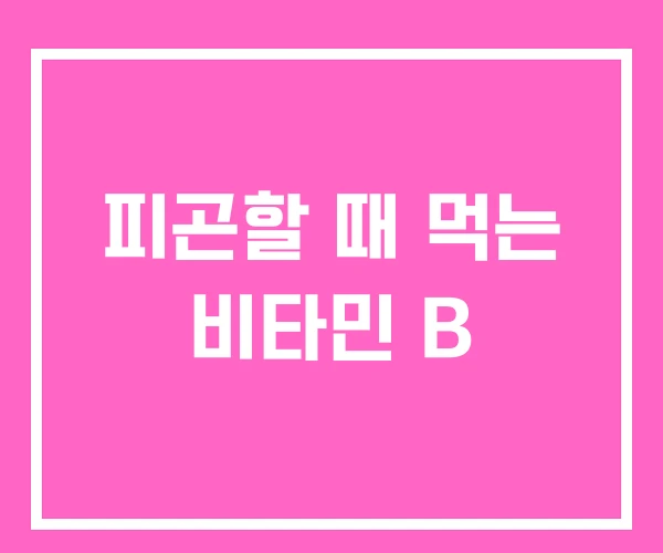 피곤할 때 먹는 비타민 B 피곤할 때 먹는 비타민 B