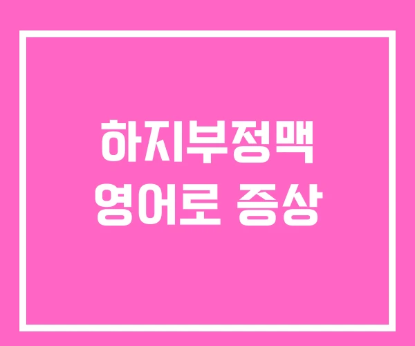 하지부정맥 영어로 증상