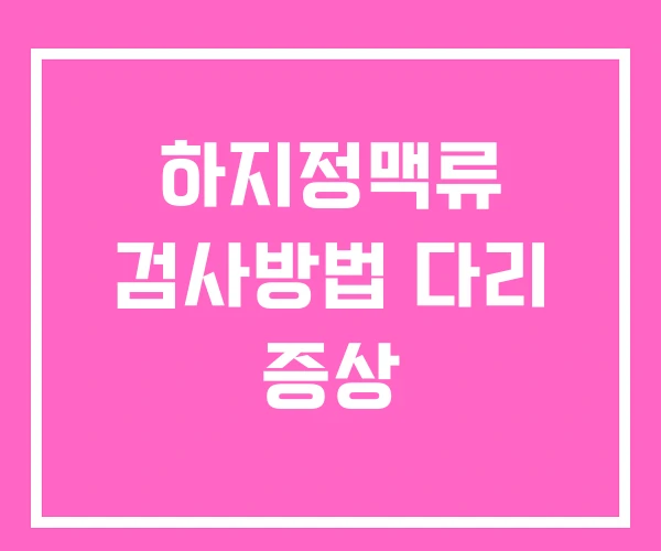 하지정맥류 검사방법 다리 증상