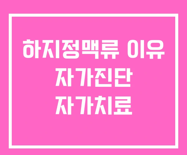 하지정맥류 이유 자가진단 자가치료