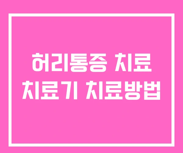 허리통증 치료 치료기 치료방법