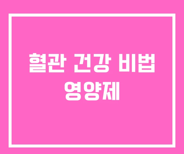 혈관 건강 비법 영양제 혈관 건강 비법 영양제