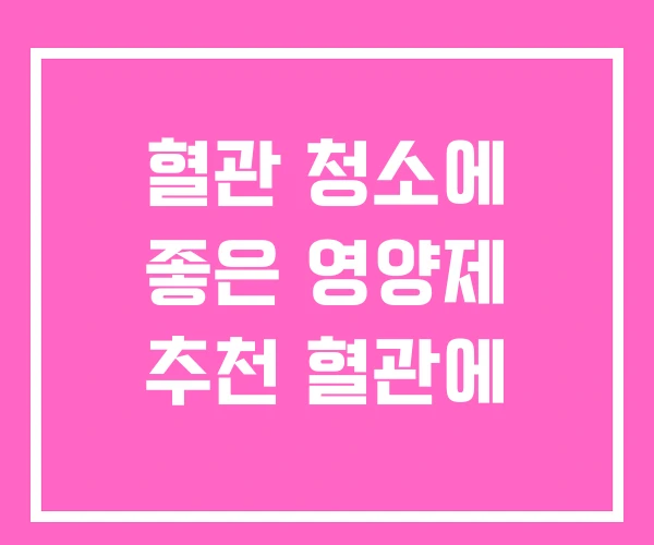 혈관 청소에 좋은 영양제 추천 혈관에