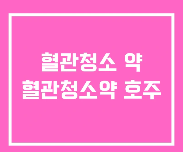 혈관청소 약 혈관청소약 호주