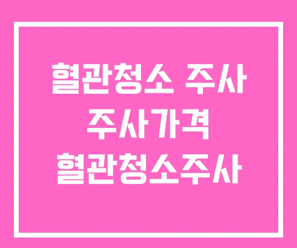 혈관청소 주사 주사가격 혈관청소주사