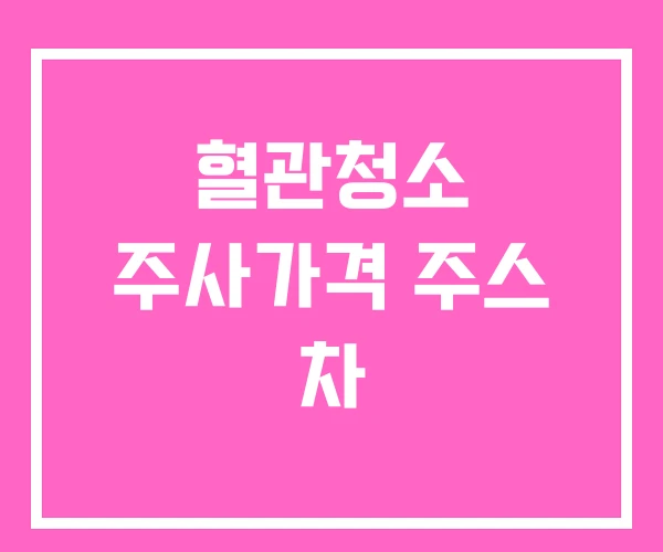 혈관청소 주사가격 주스 차