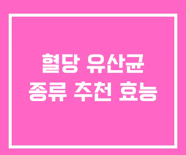 혈당 유산균 종류 추천 효능