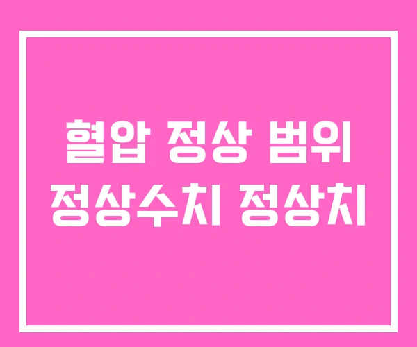 혈압 정상 범위 정상수치 정상치 혈압 정상 범위 정상수치 정상치