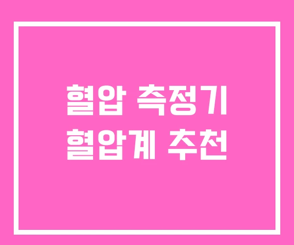 혈압 측정기 혈압계 추천