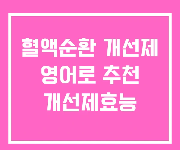 혈액순환 개선제 영어로 추천 개선제효능