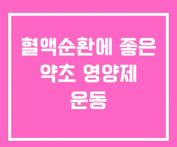 혈액순환에 좋은 약초 영양제 운동