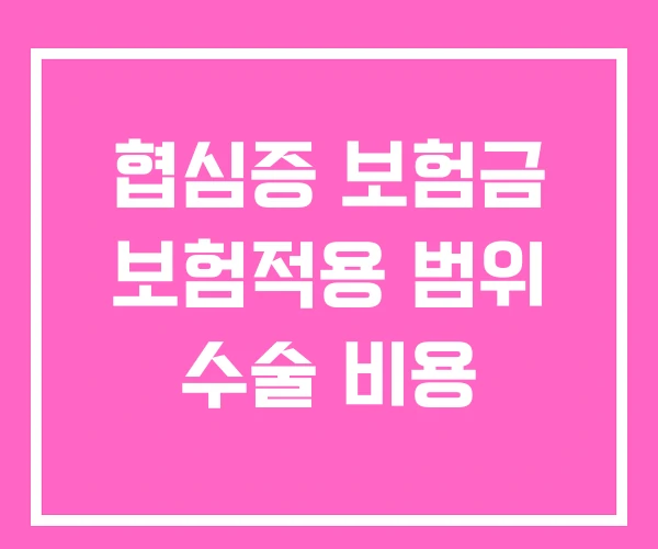 협심증 보험금 보험적용 범위 수술 비용 협심증 보험금 보험적용 범위 수술 비용