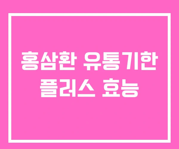 홍삼환 유통기한 플러스 효능