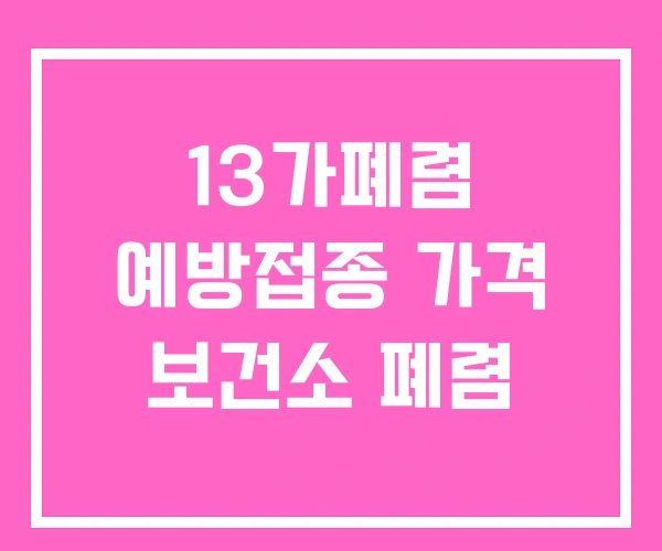 13가폐렴 예방접종 가격 보건소 폐렴 13가폐렴 예방접종 가격 보건소 폐렴