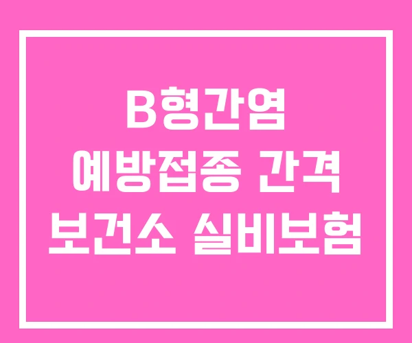 B형간염 예방접종 간격 보건소 실비보험