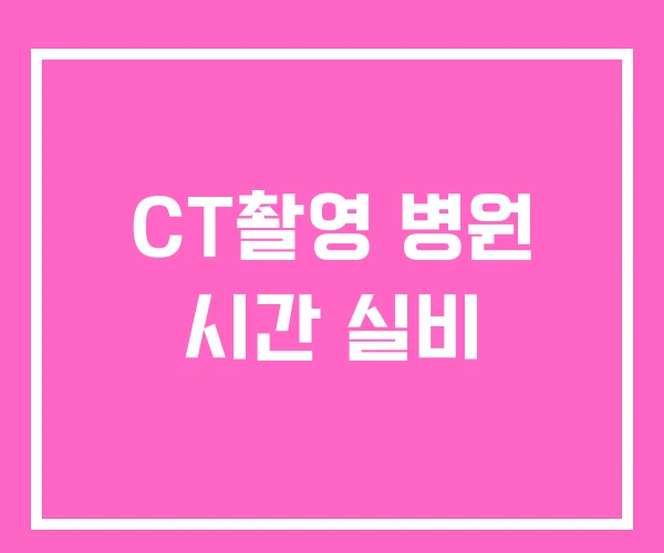 CT촬영 병원 시간 실비 CT촬영 병원 시간 실비
