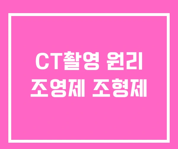 CT촬영 원리 조영제 조형제 CT촬영 원리 조영제 조형제