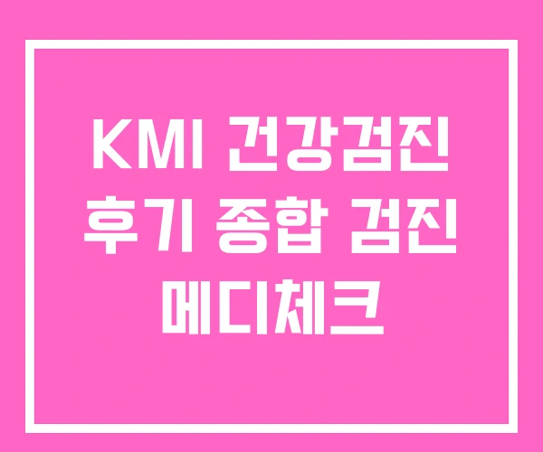 KMI 건강검진 후기 종합 검진 메디체크 KMI 건강검진 후기 종합 검진 메디체크