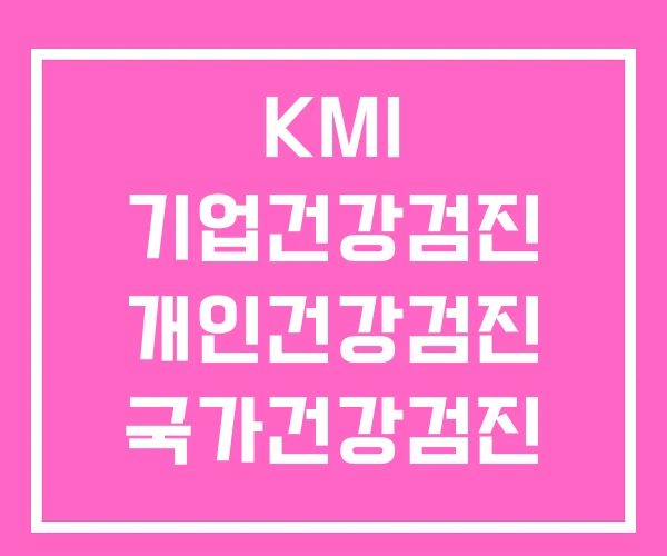 KMI 기업건강검진 개인건강검진 국가건강검진