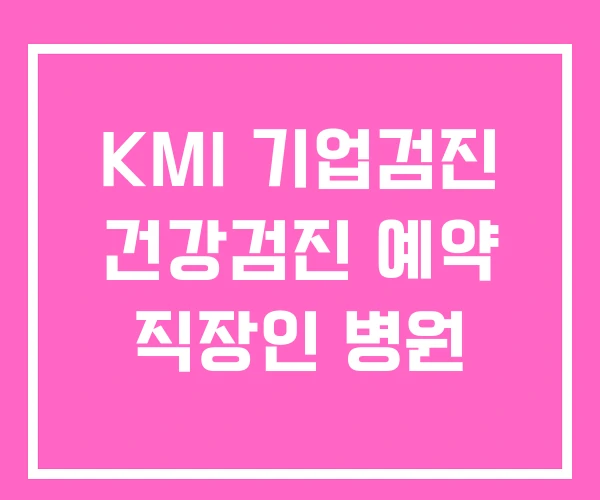 KMI 기업검진 건강검진 예약 직장인 병원 KMI 기업검진 건강검진 예약 직장인 병원