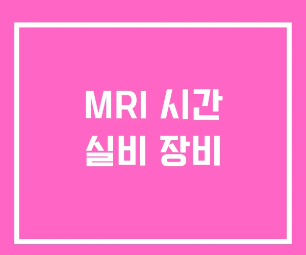 MRI 시간 실비 장비 MRI 시간 실비 장비