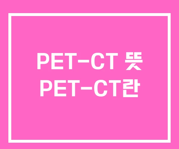 PET-CT 뜻 PET-CT란