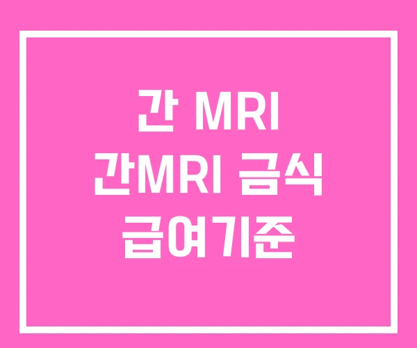 간 MRI 간MRI 금식 급여기준 간 MRI 간MRI 금식 급여기준