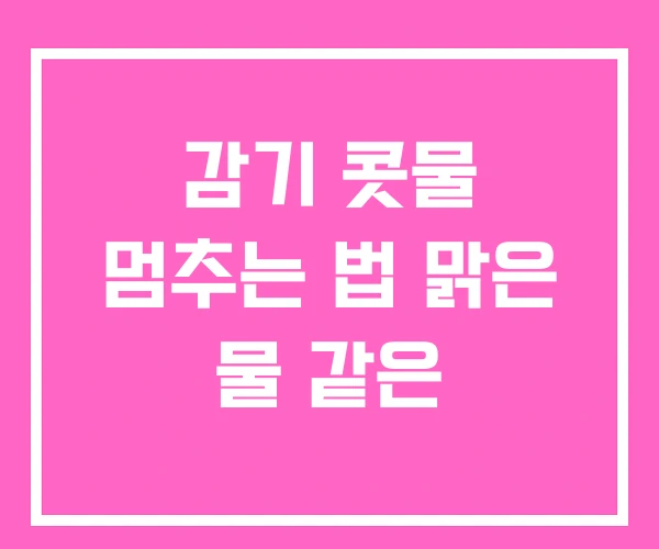 감기 콧물 멈추는 법 맑은 물 같은