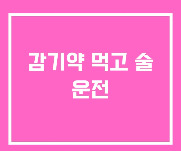 감기약 먹고 술 운전 감기약 먹고 술 운전