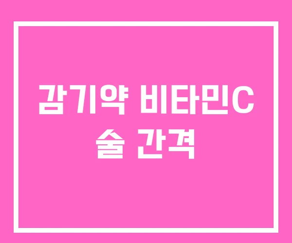 감기약 비타민C 술 간격