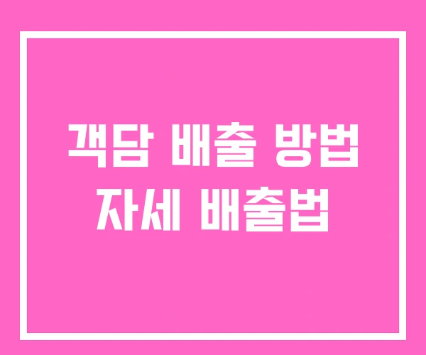 객담 배출 방법 자세 배출법