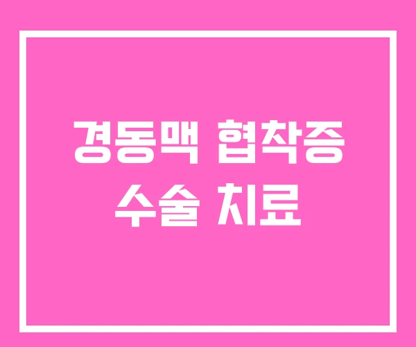 경동맥 협착증 수술 치료 경동맥 협착증 수술 치료