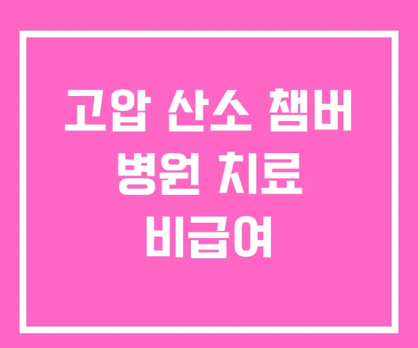 고압 산소 챔버 병원 치료 비급여