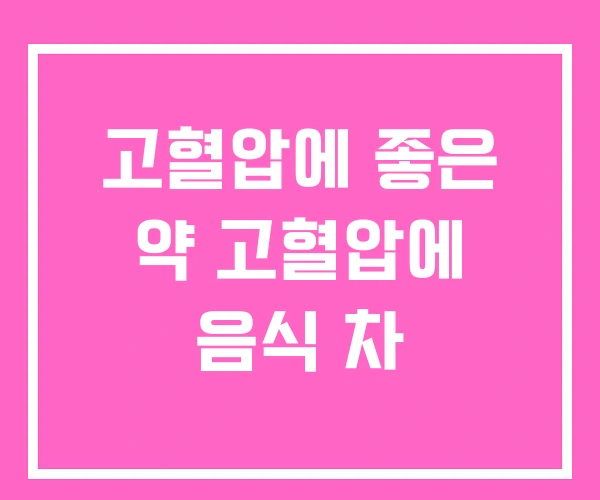 고혈압에 좋은 약 고혈압에 음식 차