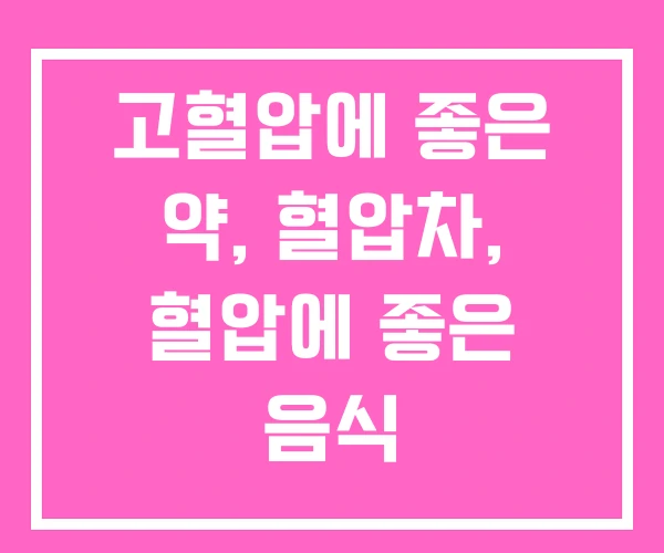 고혈압에 좋은 약, 혈압차, 혈압에 좋은 음식