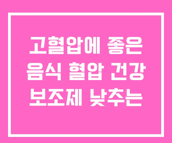 고혈압에 좋은 음식 혈압 건강 보조제 낮추는