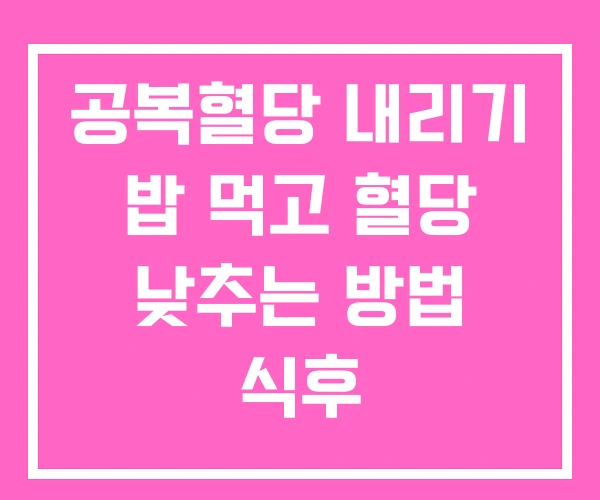 공복혈당 내리기 밥 먹고 혈당 낮추는 방법 식후