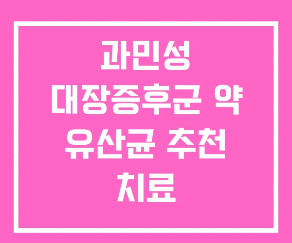과민성 대장증후군 약 유산균 추천 치료 과민성 대장증후군 약 유산균 추천 치료