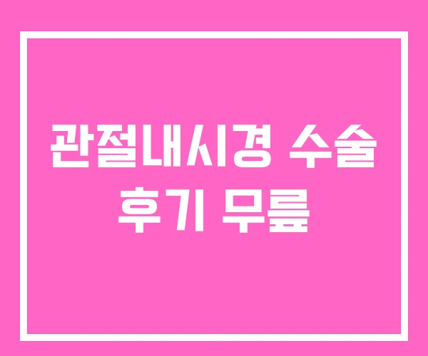 관절내시경 수술 후기 무릎 관절내시경 수술 후기 무릎