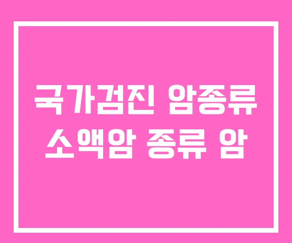 국가검진 암종류 소액암 종류 암