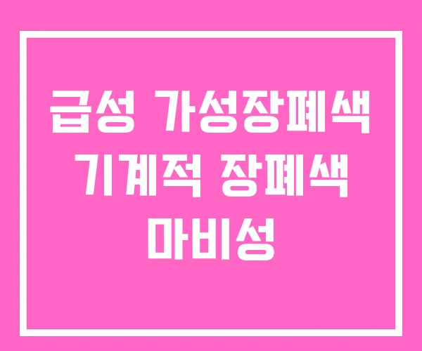 급성 가성장폐색 기계적 장폐색 마비성