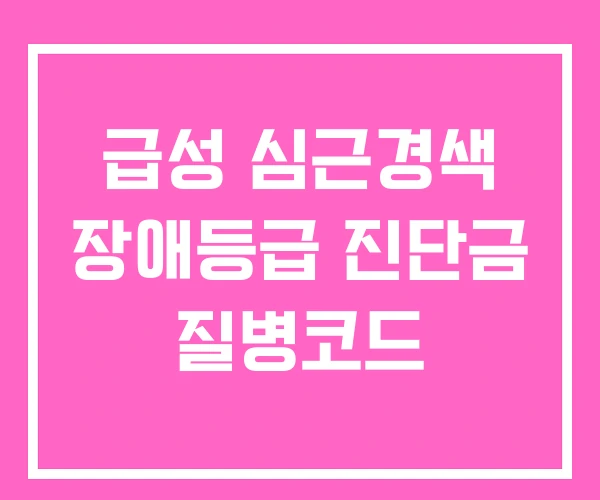 급성 심근경색 장애등급 진단금 질병코드 급성 심근경색 장애등급 진단금 질병코드