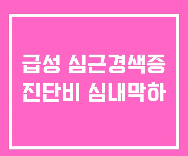 급성 심근경색증 진단비 심내막하 급성 심근경색증 진단비 심내막하