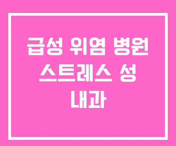 급성 위염 병원 스트레스 성 내과