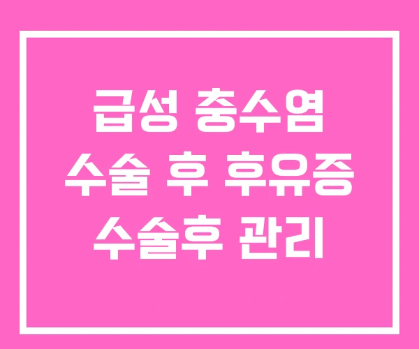 급성 충수염 수술 후 후유증 수술후 관리