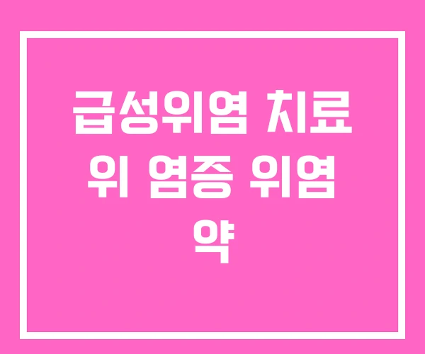 급성위염 치료 위 염증 위염 약