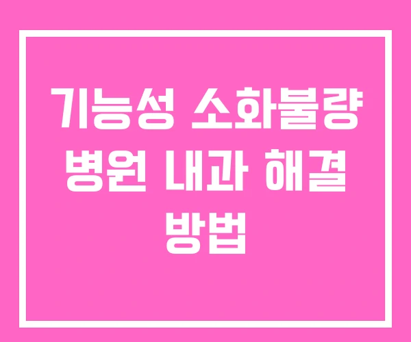 기능성 소화불량 병원 내과 해결 방법 기능성 소화불량 병원 내과 해결 방법