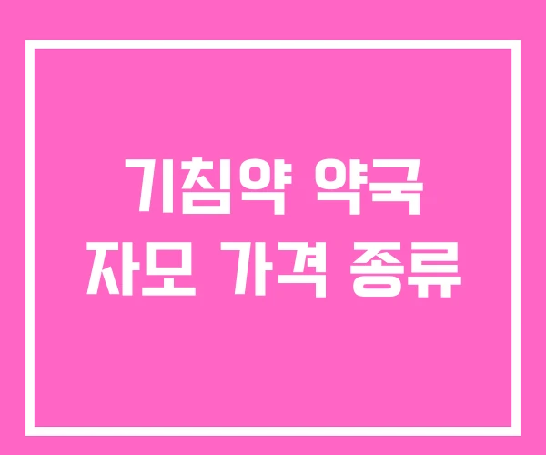 기침약 약국 자모 가격 종류