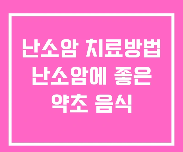 난소암 치료방법 난소암에 좋은 약초 음식