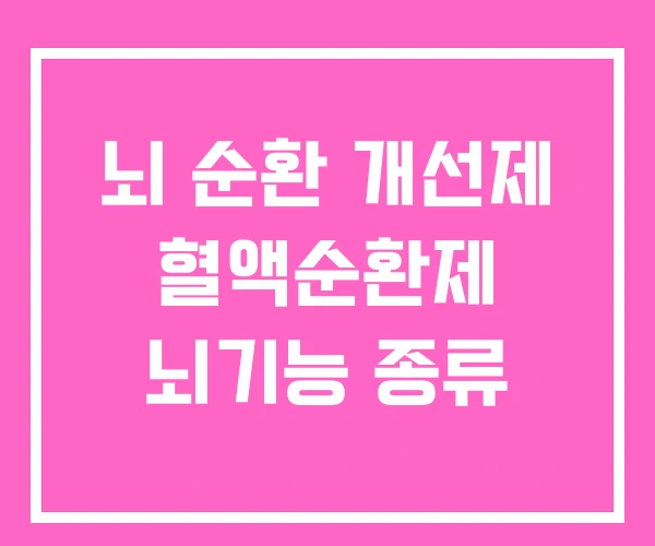 뇌 순환 개선제 혈액순환제 뇌기능 종류